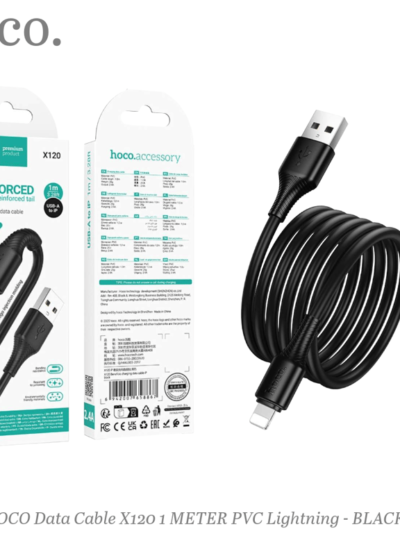 X120 Beneficio Charging Data Cable – USB to Lightning, 1M Fast Charge & Sync-Black – HOCO