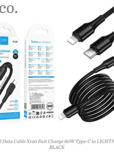 X120 Beneficio 27W Charging Data Cable – Lightning to Type-C, Fast Charge & Sync, Durable Design – Black – HOCO