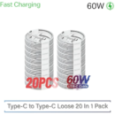 USB-C to USB-C Cable 1M White – Fast Charging & Data Transfer, Loose Packaging Pack of 20