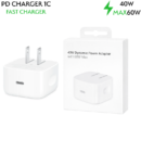 Native 40W USB-C PD Fast Charger Adapter – Compact Wall Plug (Retail Packaging), 60W Max Output