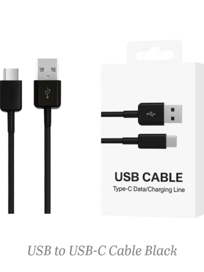 USB to USB-C Cable Black – Fast Charging & Data Transfer, Durable Design (Retail Packaging)