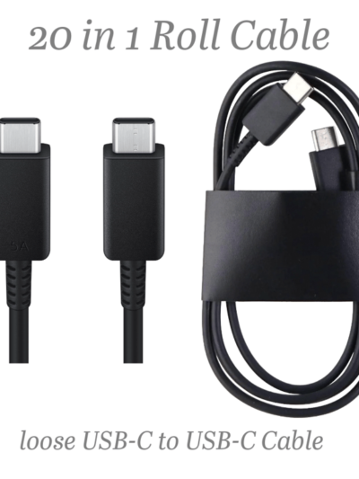 USB-C to USB-C Cable 1M Black – Fast Charging & Data Transfer, Loose Packaging Pack of 20