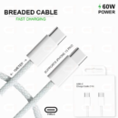 60W USB-C to USB-C Braided Cable – 1m (Retail Packaging)