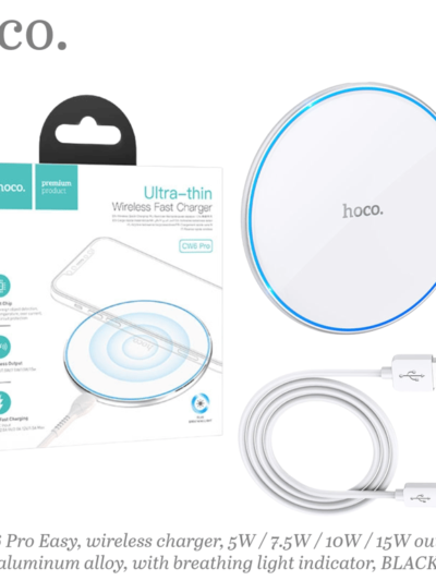 CW6 Pro Easy 15W Wireless Fast Charger – Slim Design, Stable Charging, White – HOCO