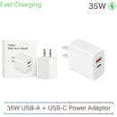 35W USB-A + USB-C Charging Adapter – Fast Charge Wall Plug with Retail Packaging –White