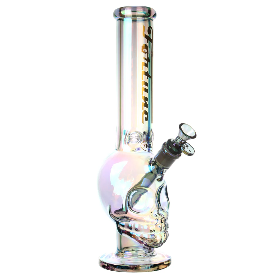 Fortune | 14" 7mm Electroplated Skull Glass Bong - Image 2