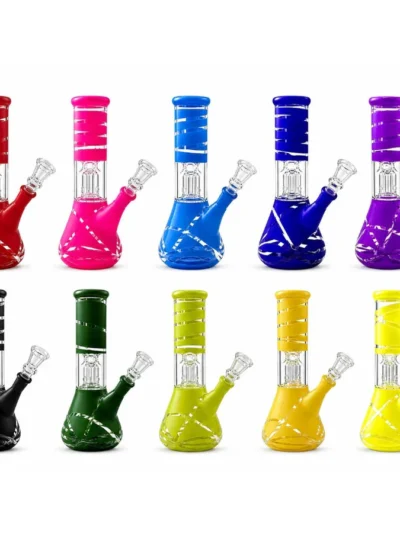8” Color Spiral Beaker Bong – Built-In Perc