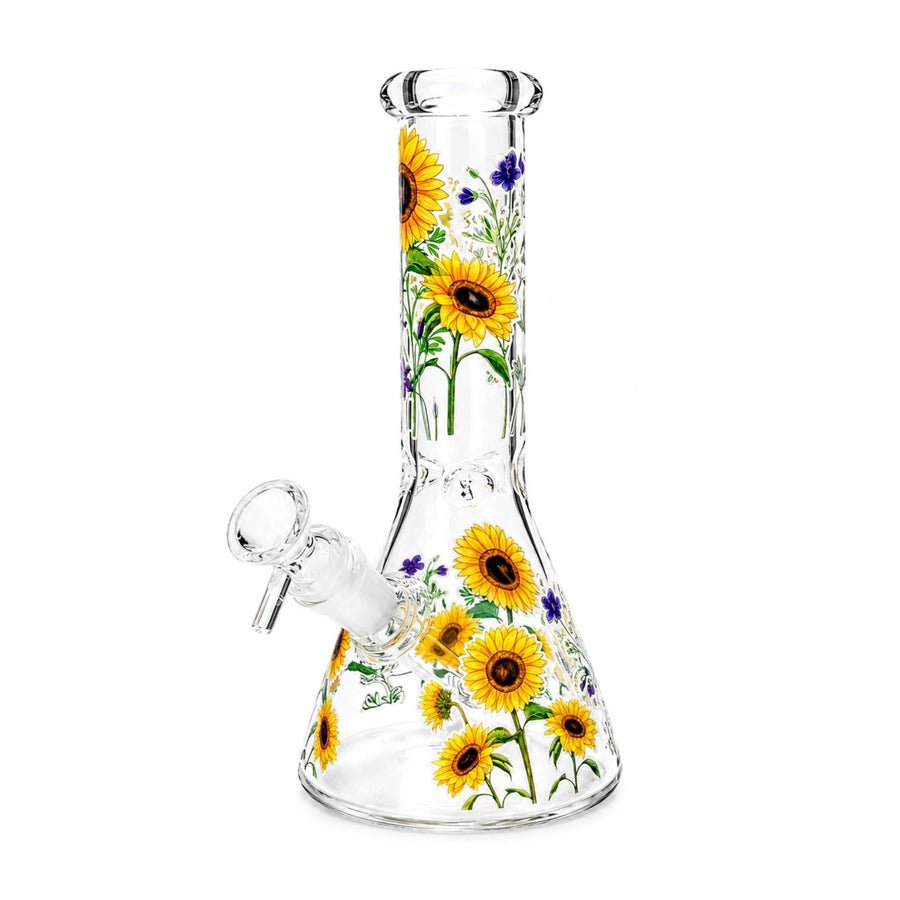 10" Glow-In-The-Dark Floral Beaker Bong - Image 4