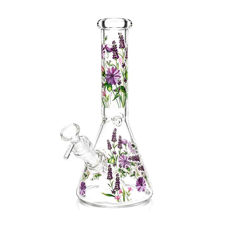 10" Glow-In-The-Dark Floral Beaker Bong