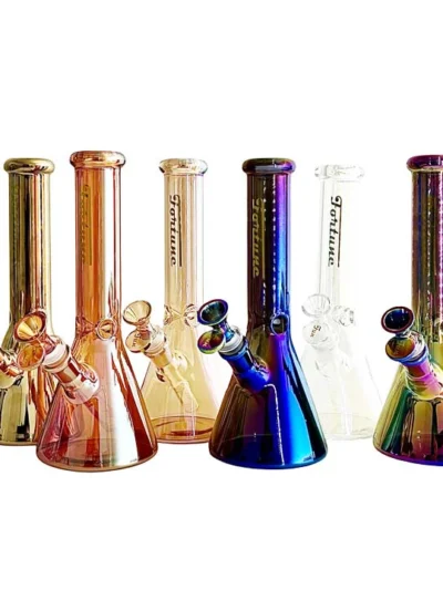 10" 5mm Electroplate Glass Bong- Assorted Colour