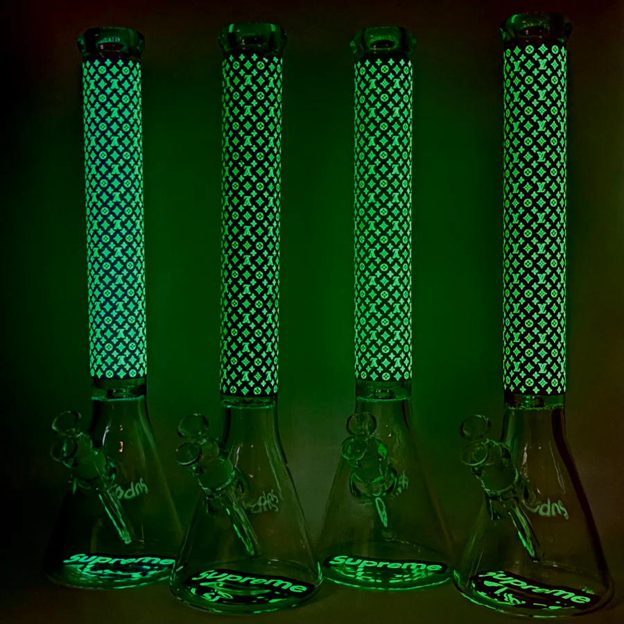 New Design 20" Stylish Designed 9mm Glow in the dark Glass Bong - Image 8